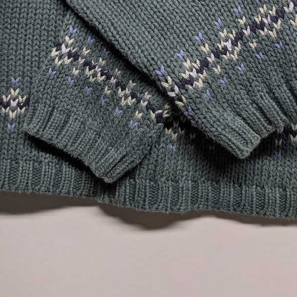 Eddie Bauer oversized Sweater cropped Vtg. Holiday Christmas greens black blue - Picture 8 of 8